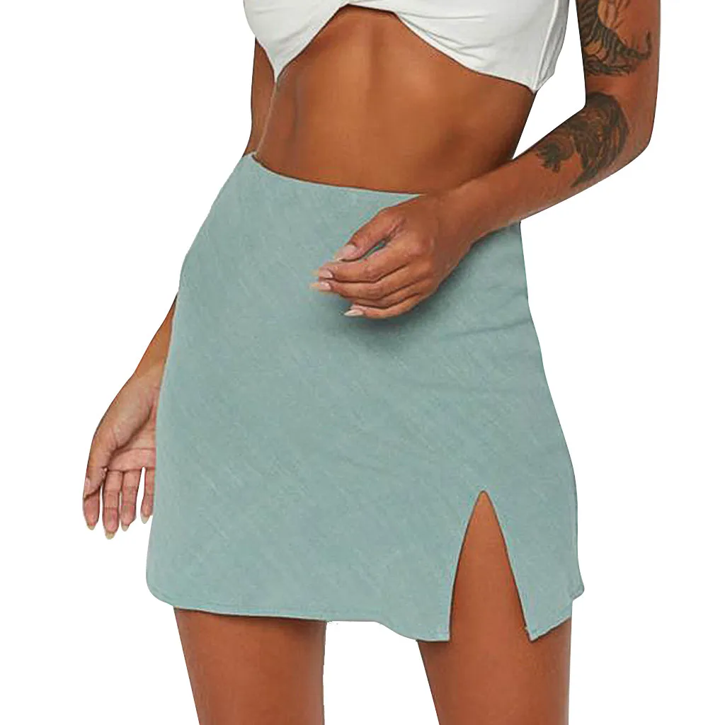 

Sexy Skirt Women High Waist Bodycon Shorts Mini Skirts Female Club Summer Front Split women's Skirts High Quality
