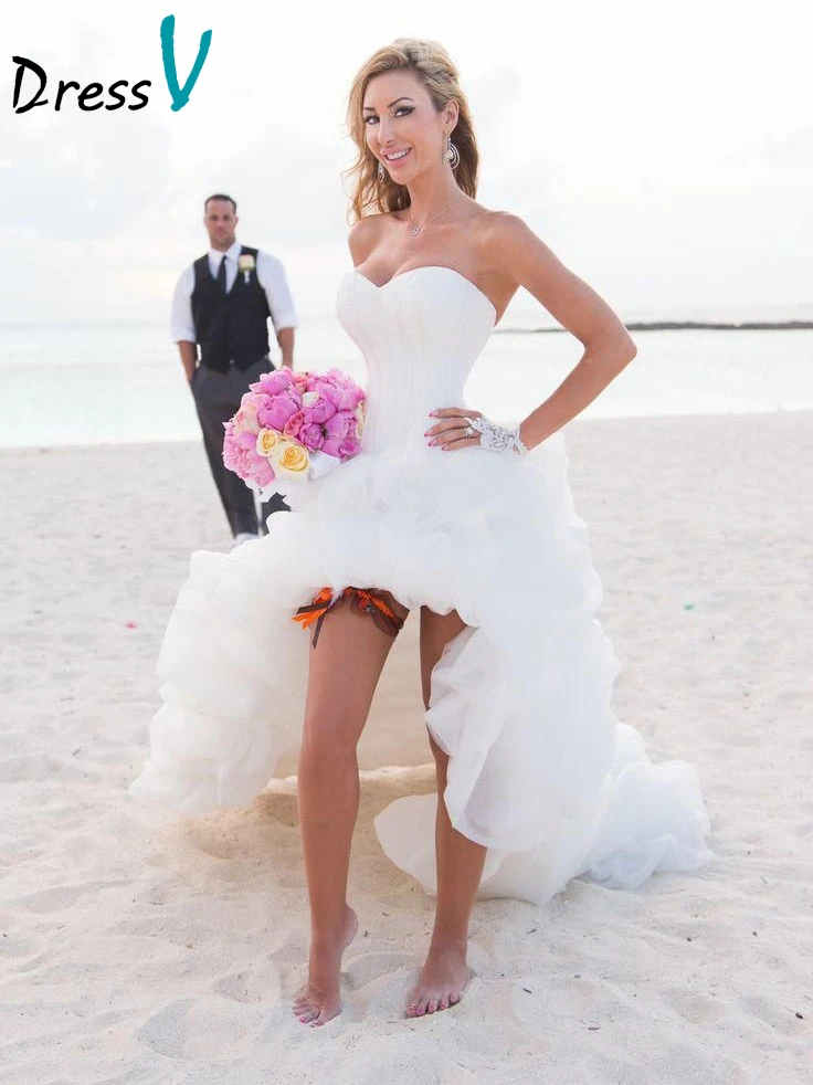 Dressvビーチウェディングドレス高フロント腰痛ふくらん素敵な結婚式のパーティードレスホワイトブライダルドレスビーチウェディングドレス Dress Up Wedding Dresses Dress Updress Favors Aliexpress