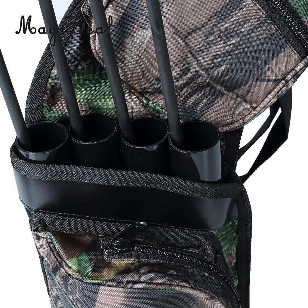 MagiDeal Archery Arrow Quiver Holder Belt Waist Recurve Bow Hunting 4 Tubes Camo Back Side Quiver