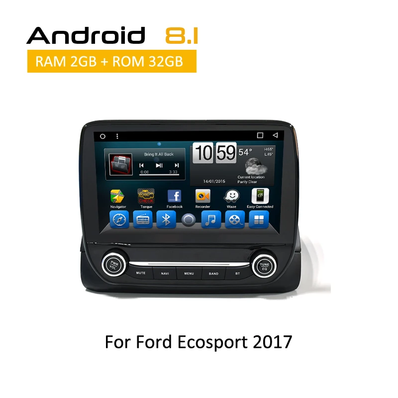 

Android 8.1 Car Player for Ford Ecosport 2017 Touch Screen Mulitimedia System Steering Wheel Control AUX Bluetooth SCW HD GPS