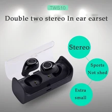 Wholesale Newest TWS 10 twins mini true wireless earphone with MIC bluetooth headsets Stereo earphones with Charging Socket Play Music