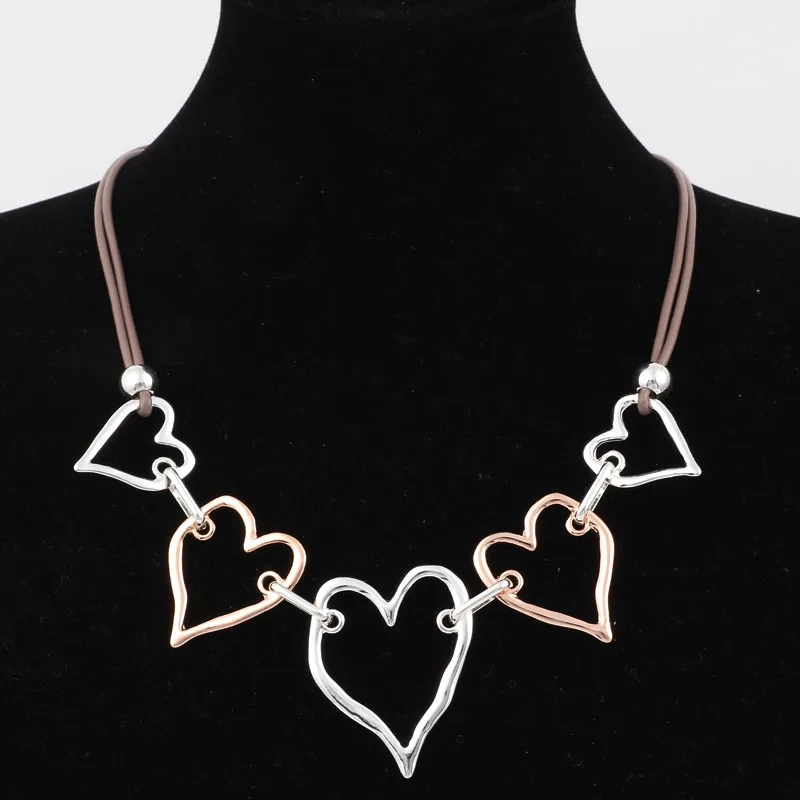 ELOYHI Boho Simple Heart Double Plating Color Matching Collar Top Quality Plated For Women Trendy Neckalce&Pendants Gift