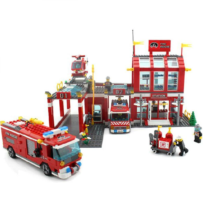 

City Set Series Fire Station Rescue Control Regional Bureau 911 Toys Building Blocks Compatible with Legofigure
