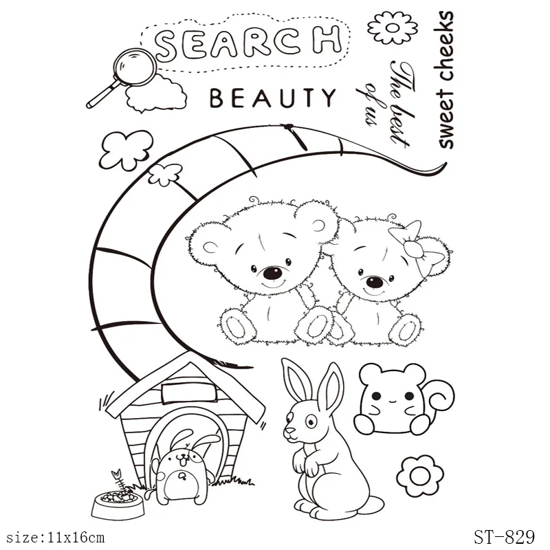 

AZSG Fairy Tale Moon/Mouse/Bear Clear Stamps/Seals For DIY Scrapbooking/Card Making/Album Decorative Silicone Stamp Crafts