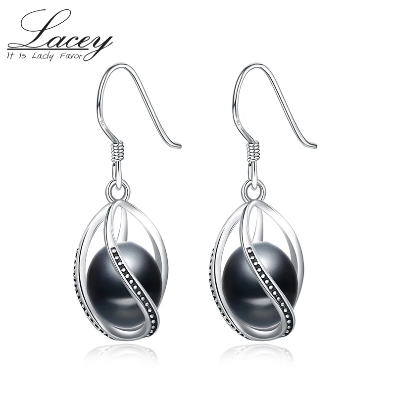 

Natural freshwater Pearl earrings for women 925 sterling silver pearl earrings jewelry cage earrings drop shippings