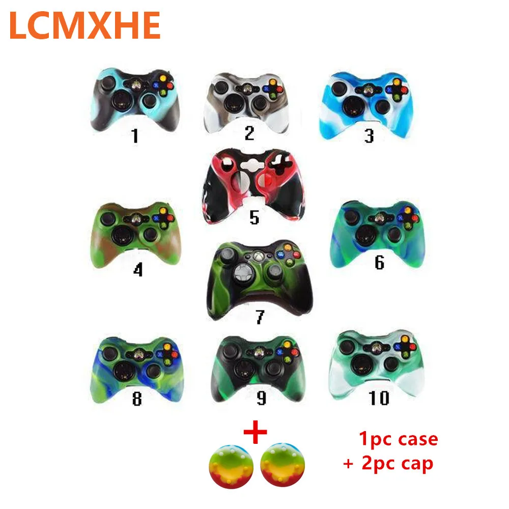 

Soft Silicone Flexible Gel Rubber Skin Case Cover For Xbox 360 Controller Grip Cover + 2pcs Thumbstick JoyStick Silicone Caps
