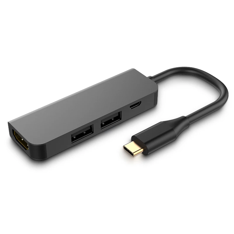 Basix USB C концентратор USB C к HDMI 4 K концентратор USB 3,0 USB2.0 адаптер Micro Зарядка через usb Порты и разъёмы для MacBook pro samsung Galaxy S8 Тип c концентратора - Цвет: black