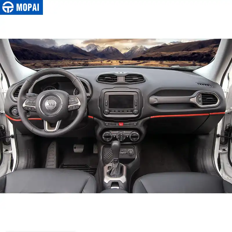 Mopai Abs 4 Pc Car Interior Central Control Forth Dash Board Decoration Stickers For Jeep Renegade 2015 2016 Car Styling