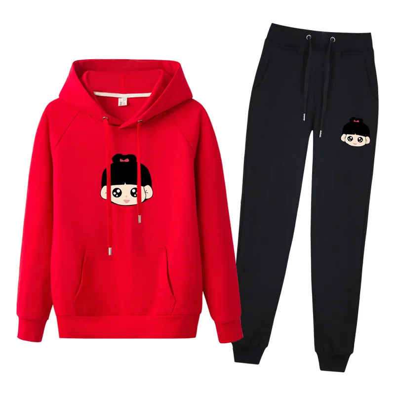 

Autumn and winter new Fashion 2 piece set women suit women's tracksuits casual set with a hood sweatshirt two piece set
