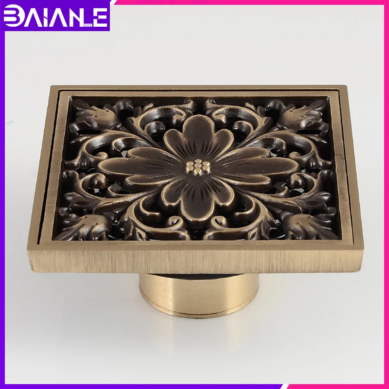 Bathroom Floor Drain Cover Square Antique Brass Toilet Shower Drainer Filter Anti-odor European Tile Insert Floor Waste Grates Bathroom Floor Drain Cover Square Antique Brass Toilet Shower Drainer Filter Anti-odor European Tile Insert Floor Waste Grates