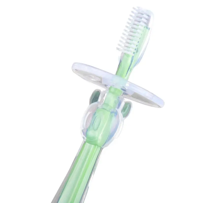 Мягкие силиконовые жевательные Зубная щётка резиновые зубы массажер Кисточки Малыш младенческой детские товары - Цвет: Зеленый