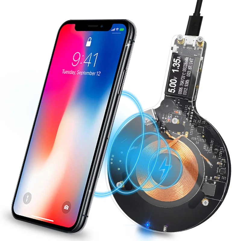 ATORCH зарядное устройство Qi Беспроводное для iPhone 8X 8 Plus Samsung Galaxy S8 S9 S7 usb быстрое с ЖК