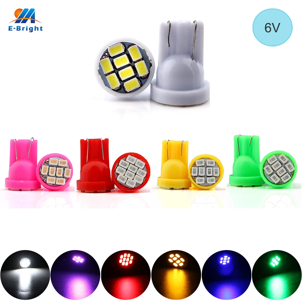 

YM E-Bright 100PCS T10 W5W 1206 8 SMD 6V 6.3V AC DC LED Light Nonpolarity Car Styling 194 168 Auto Bulbs
