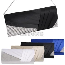 Новые модные женские элегантные плиссированные атласные стразы, модный клатч, вечерняя сумочка, сумочка, кошелек