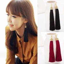 KISS WIFE 2017 New Hot Tassel Drop Earrings Black vintage tassel earrings long Big Dangle Earrings Female