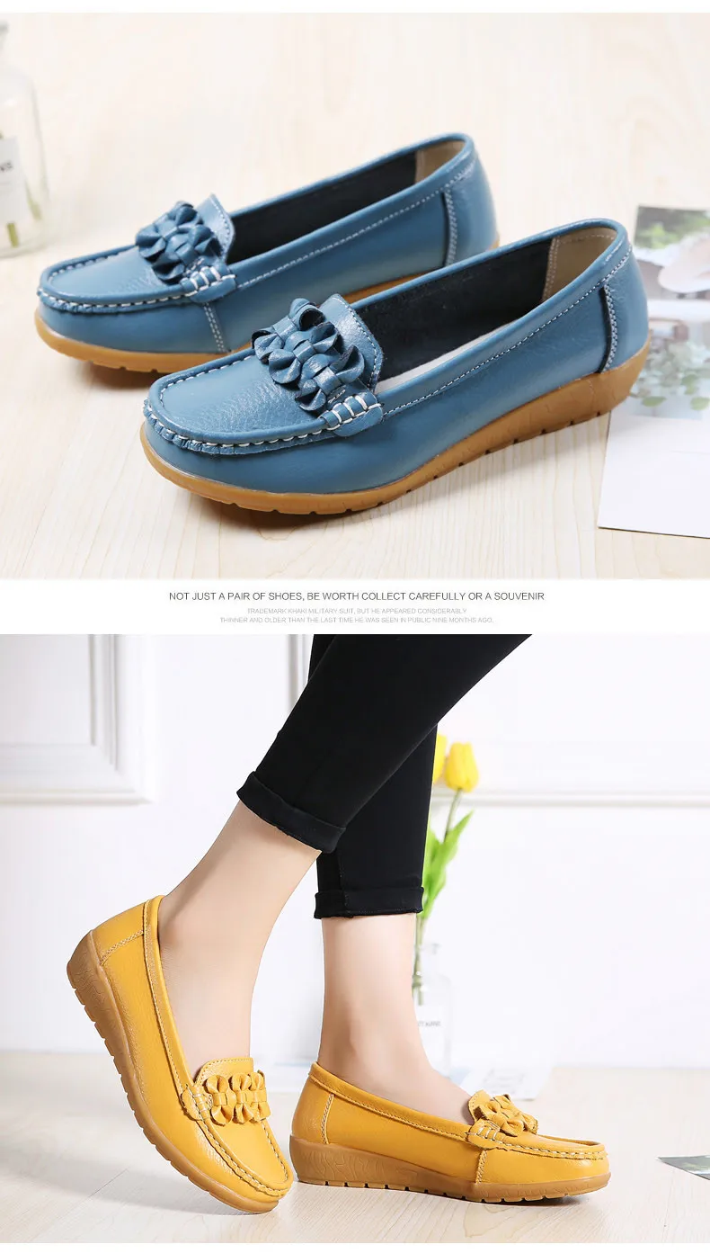Women Ballet Flats Shoes Genuine Leather Loafers Shoes Woman Slip-on Flats Ladies Shoes Heels Creepers moccasins (16)