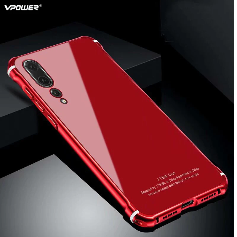 Vpower для Huawei P20 Pro Чехол алюминиевый бампер рамка Задняя стеклянная крышка p20