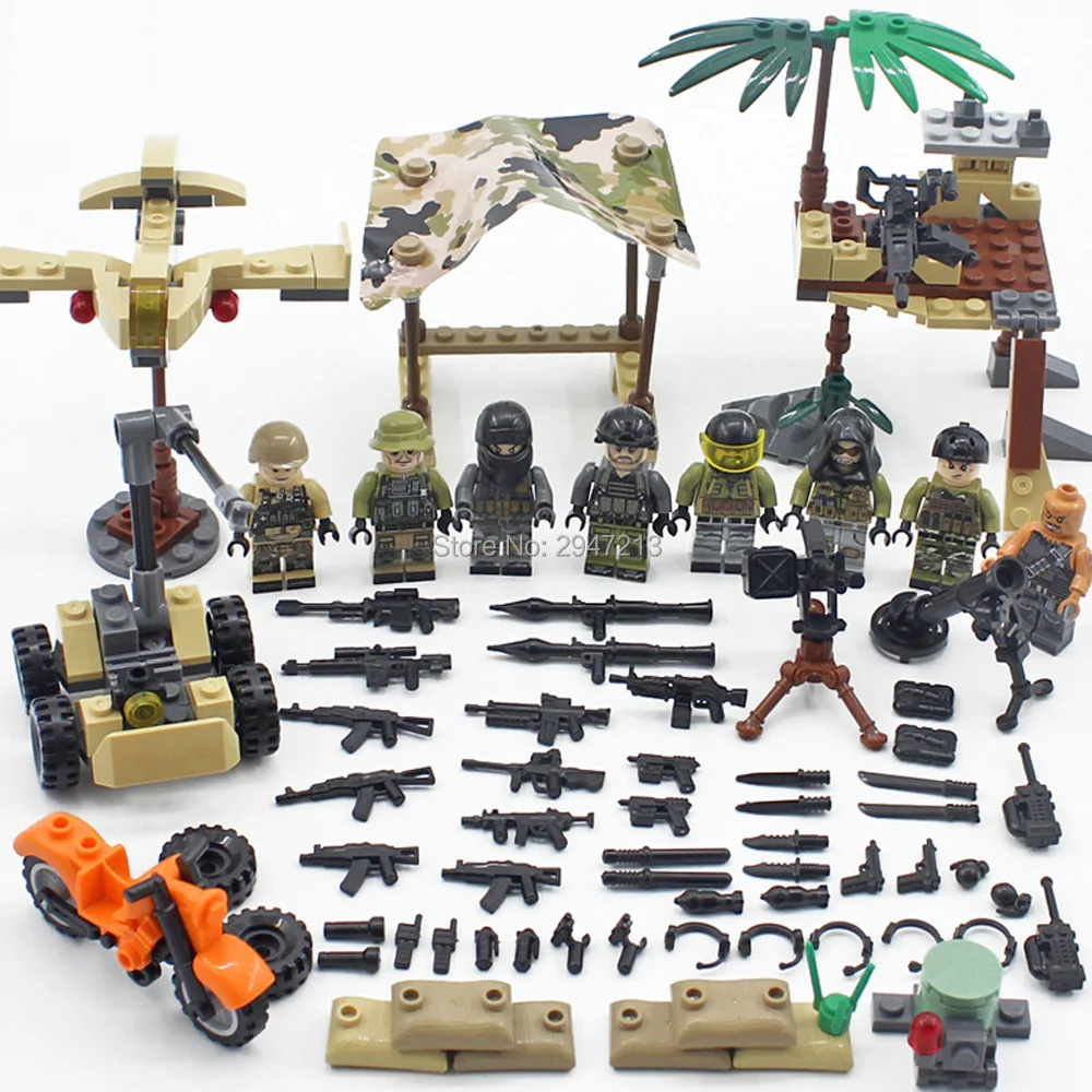

4 PZ hot LegoINGlys military WW2 army Special forces delta war Building Blocks mini vehicles weapons gun figures brick toys gift
