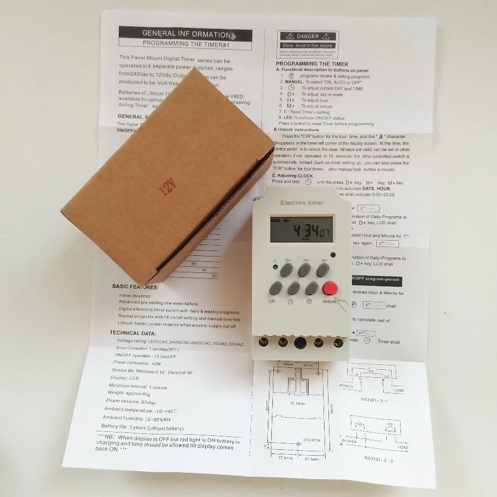 KG316T-II ежедневный Еженедельный программируемые светодиоды цифровой таймер переключатель AC 220 V 110 V DC 24 V 12 V 25A din-рейка электронный таймер реле