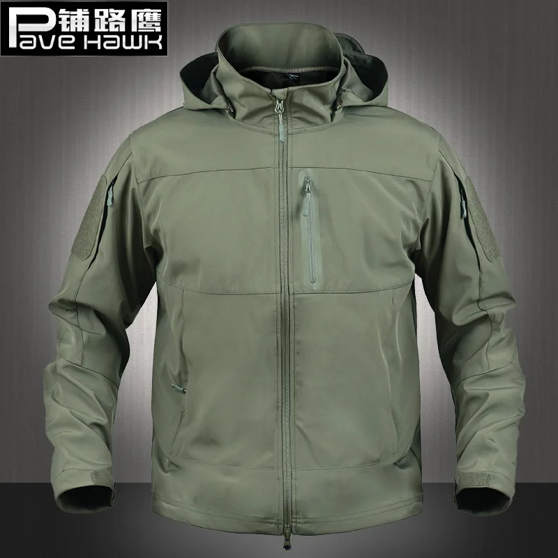 PAVE HAWK водонепроницаемые пальто на открытом воздухе походная куртка мужская Военная Тактическая камуфляжная куртка Весенняя походная тонкая ветровка пальто - Цвет: Армейский зеленый