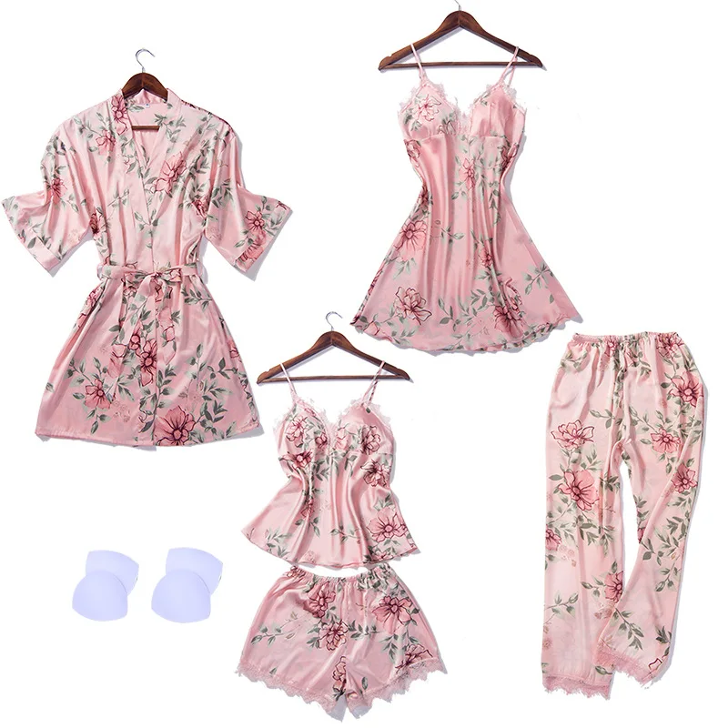 Новинка 2019 Летняя женская шелковая обувь для невесты Robe топы и шорты пижамы