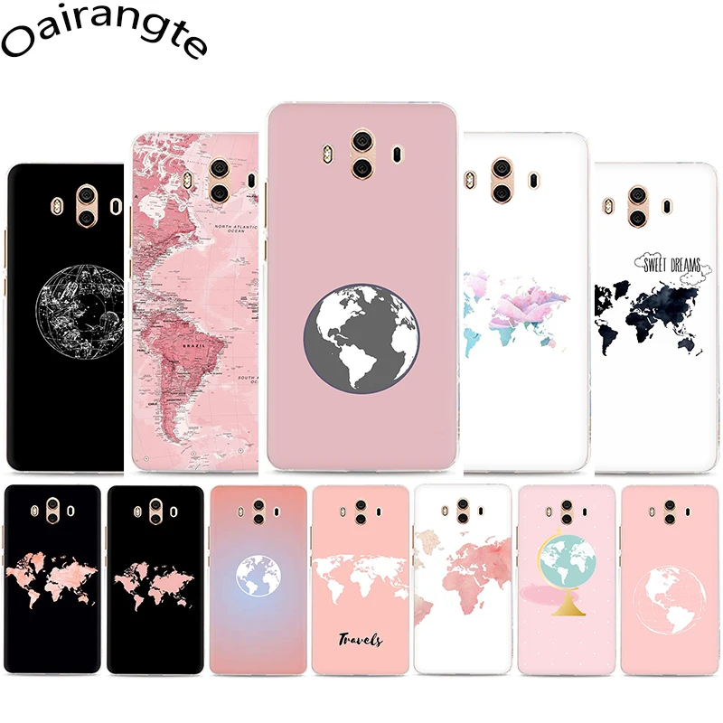

Pink World Map Hard Phone Case for Huawei Y5 Y6 Y7 Prime Y9 Mate 10 20 30 Lite Pro Nova 2i 3 3i Lite 4 5i