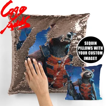 

Rocket Raccoon cheap throw pillow covers decorative pillow cover 40*40 sequin magic pillow