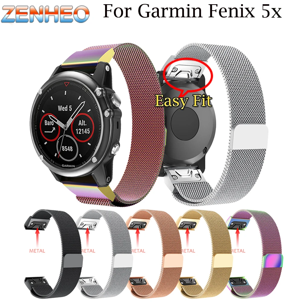 

Quick Release Milanese Loop band For Garmin Fenix 5X Watch strap Stainless Steel Link Bracelet watchband For Garmin Fenix 3 Band