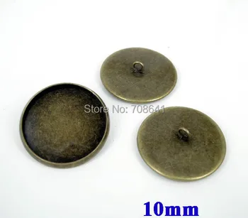 

10mm Vintage Antique Bronze Blank Bases Cabochons Style Circle Edge Bezel Back Loop Buttons Settings blank Findings Wholesale