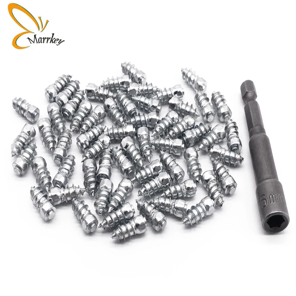 

Marrkey 100PCS Ice Stud/Spikes for tires/Tire Studs/Snow Chains for Compact Loaders/Forklifts /ATV/Mini-Tractors/Motorcycle/Farm