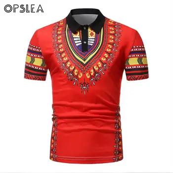 

Opslea African Men Classic Short Sleeve Polo Shirt Dashiki African Retro Tribal Print Top 2019 Summer New Fashion Casual T-Shirt