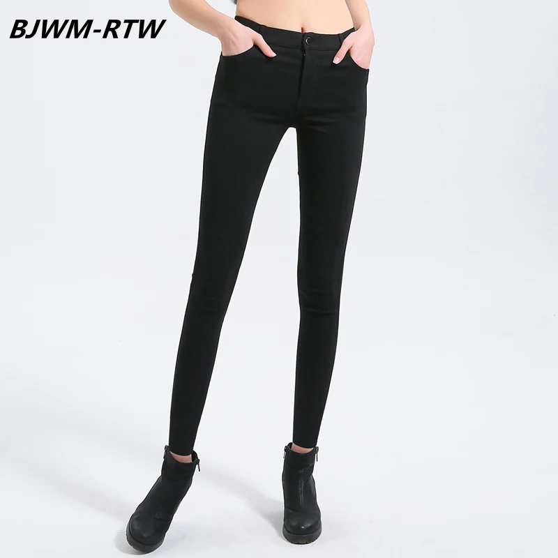 

Button Waist Zipper Casual Pencil Pants Women 2019 Spring Pockets Skinny Ankle-Length Trousers Women Plus Size Women Pants Black