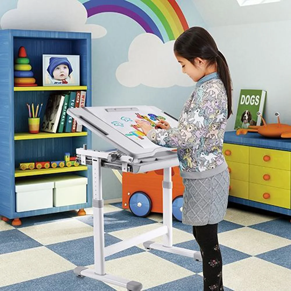 Children Desk Juego De Mesa Y Silla De Estudio para Ni/ños Altura Ajustable para Ni/ños con L/ámpara Escritorio para Estudiantes De Escuela con Caj/ón Extra/íble Estuche para Libros