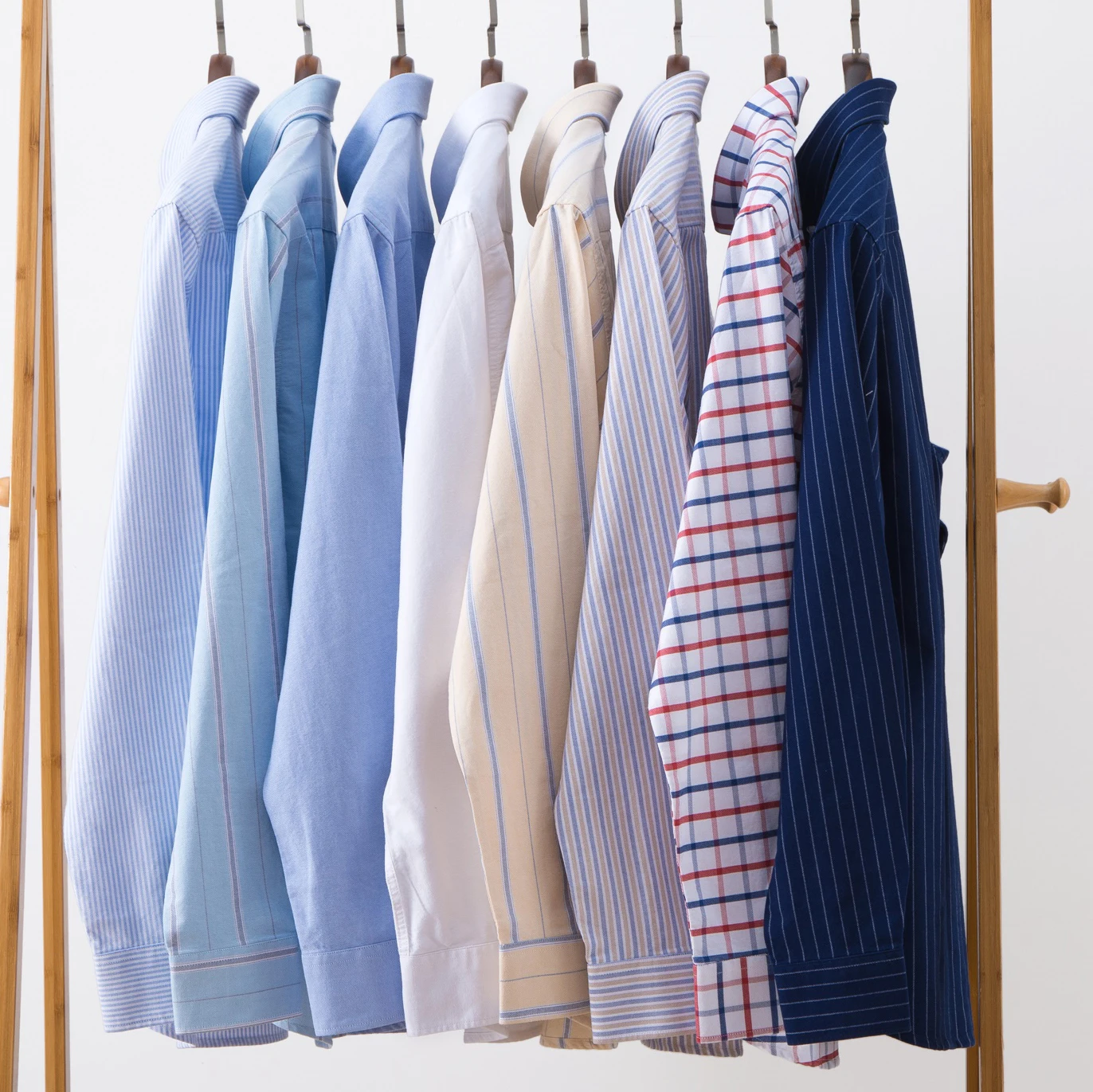 LANGMENG 2018 100% Cotton Striped Oxford Dress Shirt Men High Quality Mens Long Sleeve Slim Fit Casual Shirts Brand Clothing