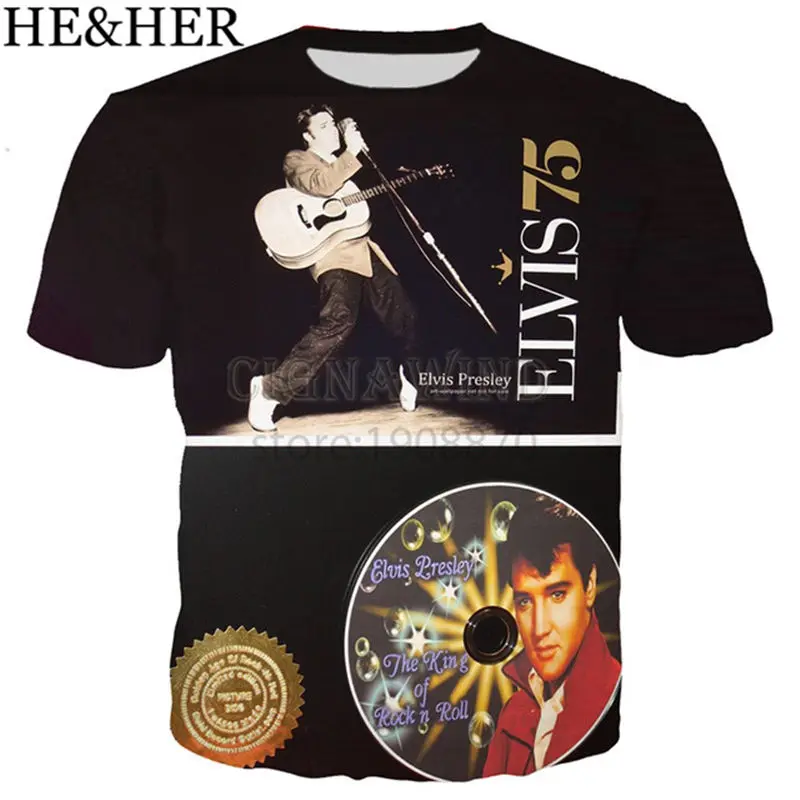 Новая популярная мужская футболка ELVIS Presley с 3D принтом King of Rock модная крутая