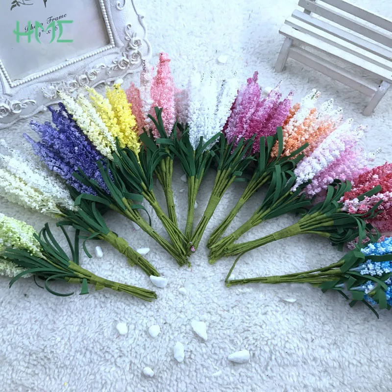 

1 Bouquet (10 branch) Artificial Flowers Lavender PE Material DIY Wedding Wreath Flower Decoration Bride Wrist Flower