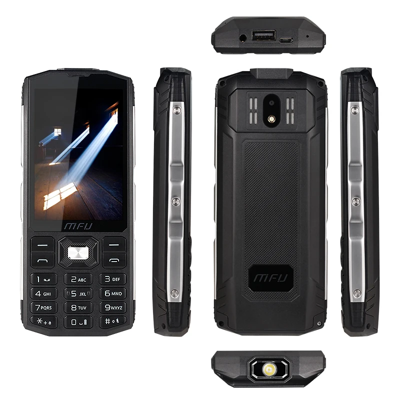 MFU 2G Feature Rugged Phone 3.5" Large Display 4000mAh Power Bank Tri Sim Big Volume Torch Light Quick Call Keyboard Cellphone