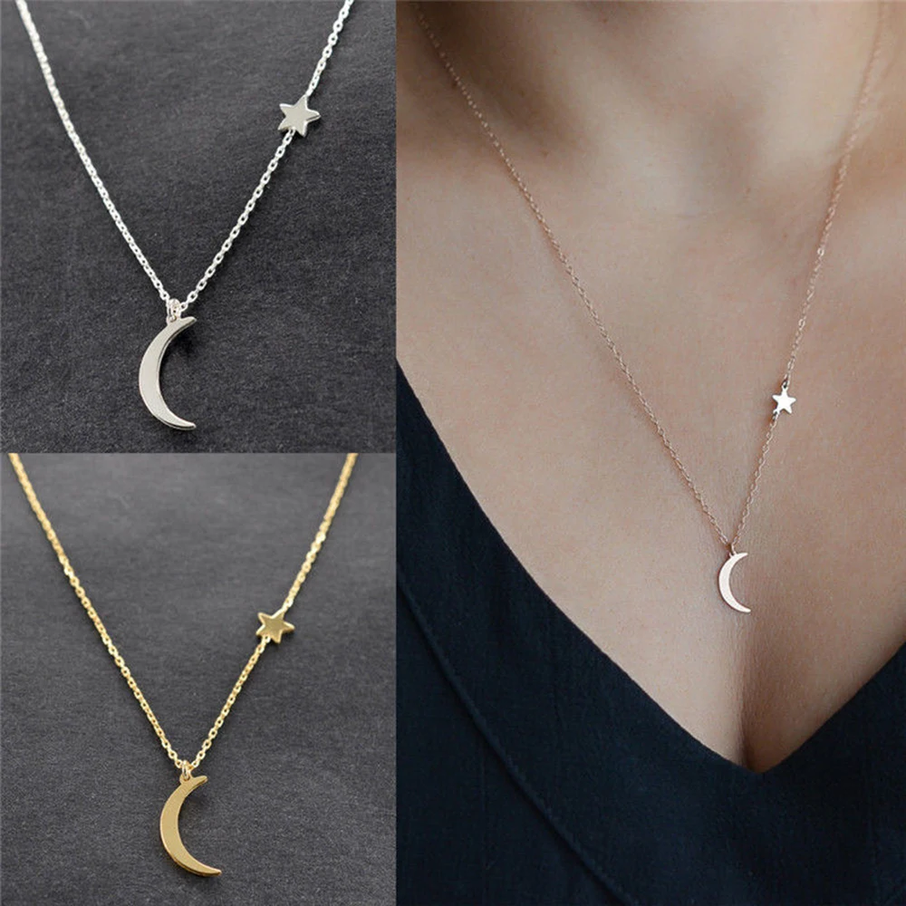 

Fashion Women Girl Moon Star Pendant Long Chain Choker Necklace Party Gift Necklaces Jewelry