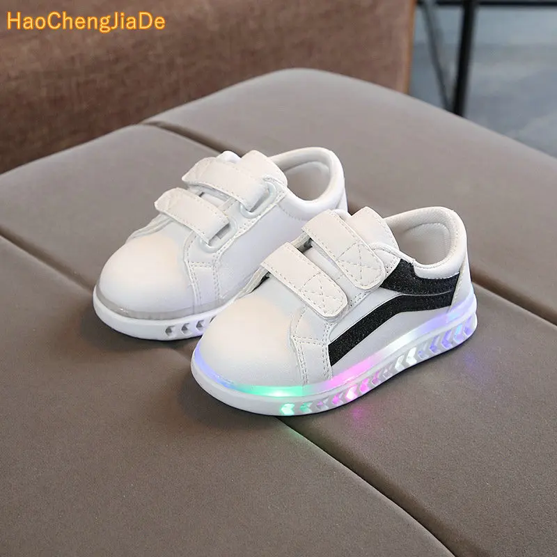 

LED Children's Neat Walking Shoes Luminous Sneakers child Kids boy girl lamp Trainers Light Soft baby shoes comfortable lace-up