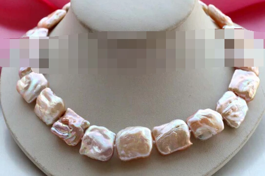 

Jewelr 005611 Genuine Natural 20x23mm Pink Reborn Keshi Pearl Necklace 14KGP