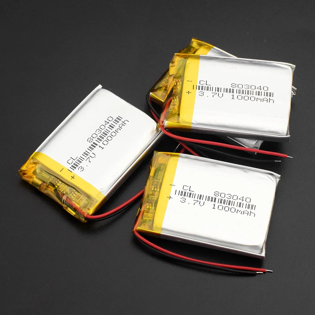 1/2/4 Pcs/lot Tablet PC 3.7V 1000mAh Lipo Lithium Polymer Battery 803040 Rechargeable Battery Pack Cells High Capacity