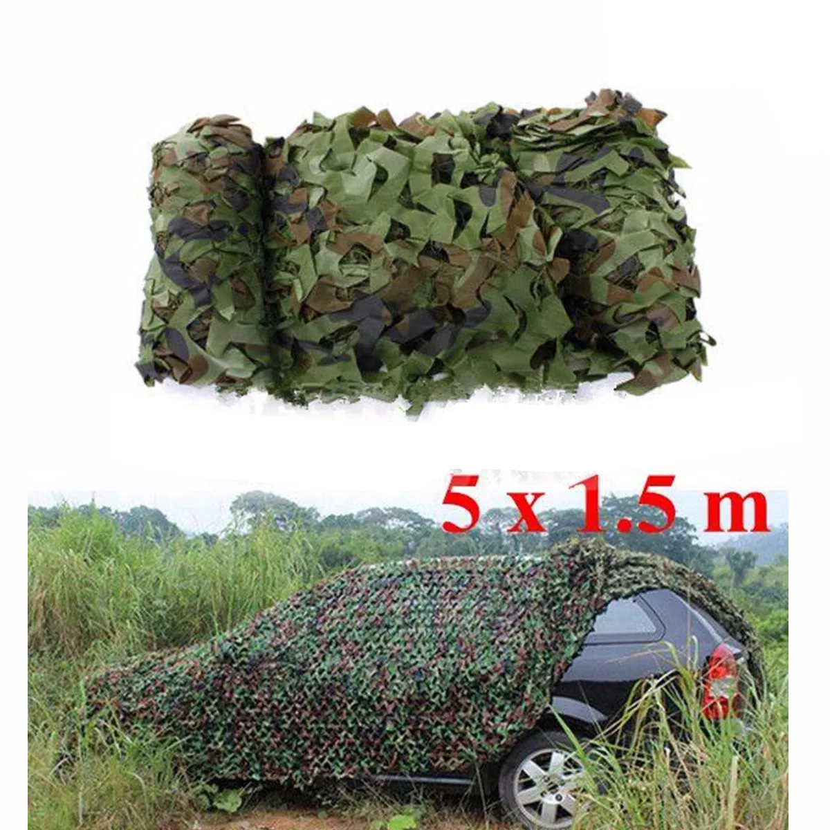 1.5x5m Camo Net Camouflage Neting Hunting Shooting Woodland Shelter Car Covering