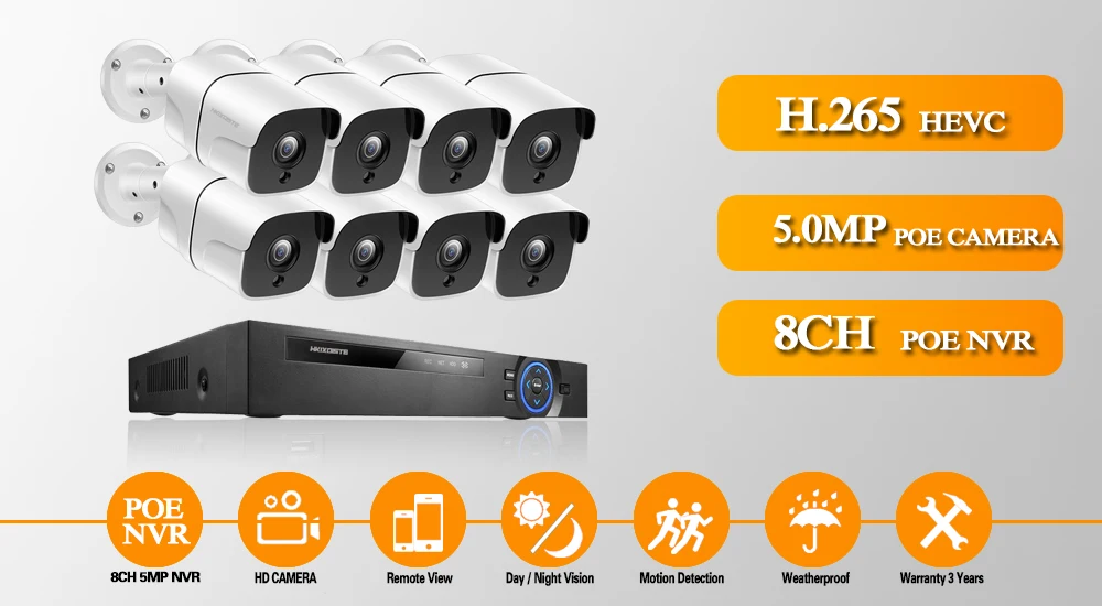 Дома 8CH 48 В NVR POE CCTV Системы комплект 2MP 1920*1080 P помещении на открытом воздухе пуля POE IP Камера видеонаблюдения комплект мобильный вид