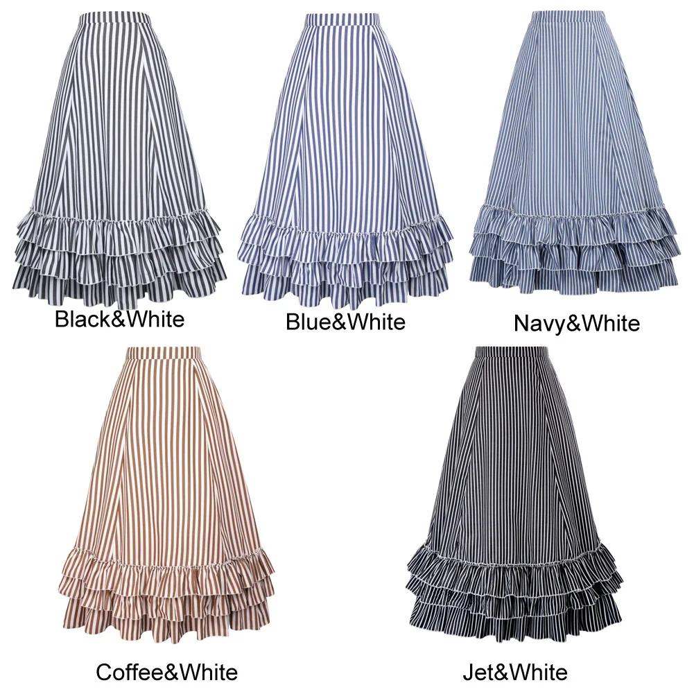 Юбки для женщин с оборками плиссированные дизайн Ретро Винтаж Готический стиль стимпанк вечерние в черно-белую полоску суета юбка falda