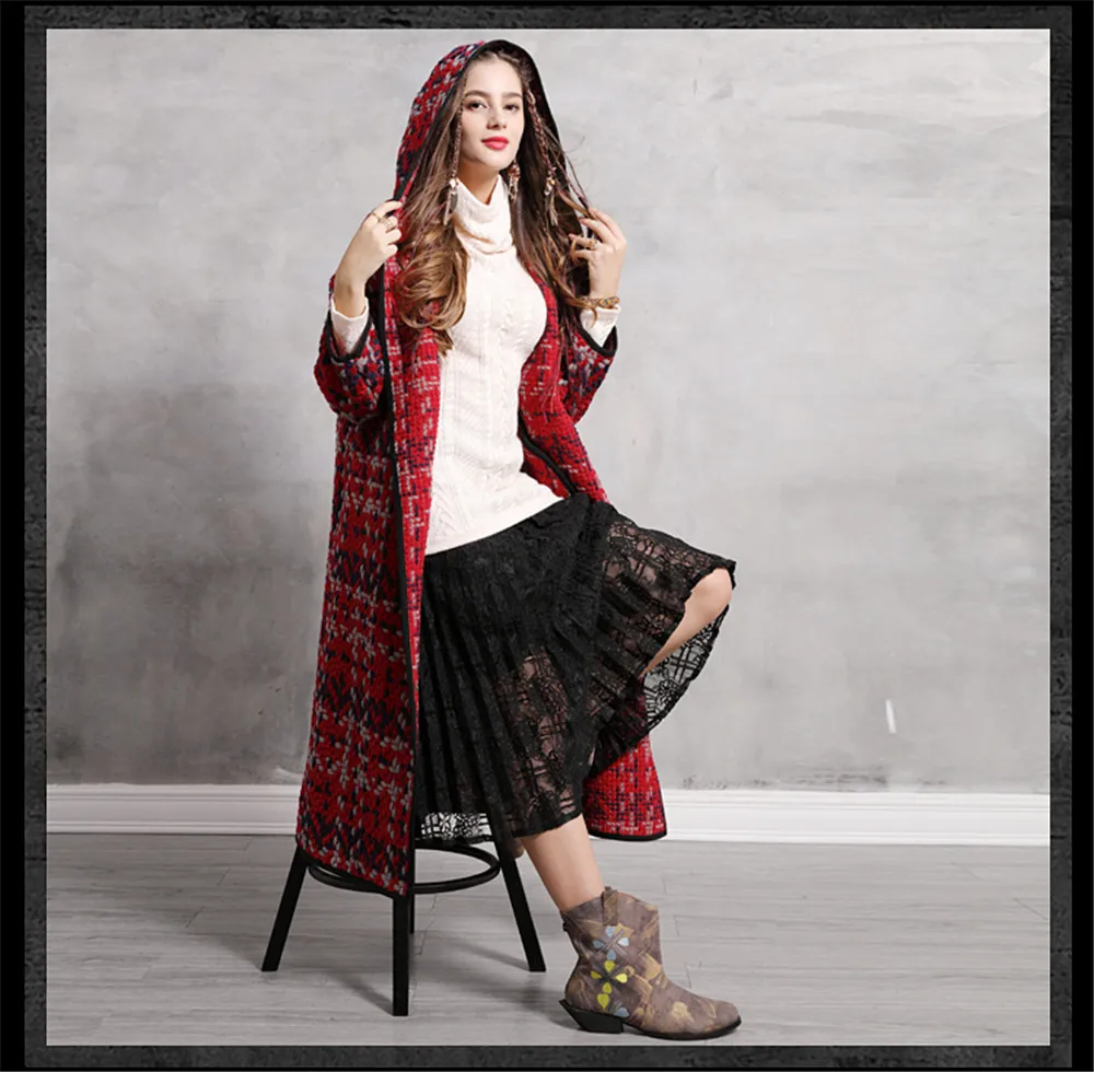 Vintage Hooded Women Wool Coats 2018 Winter Long Coat WomanOpen Stitch Red Jacket Women Xasaco Feminino Outwear Thicken (14)
