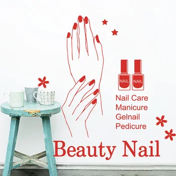 

Large Beauty Nail Salon Hand Polish Wall Sticker Manicure Gelnail Pedicure Nail Salon Shop Art Wall Decal Vinyl Decor