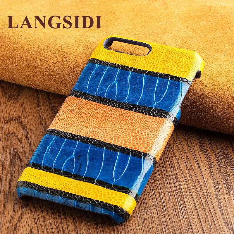 

Wangcangli phone shell color stripes cover the back cover leather phone sets for iphone X case all hand-made custom processing
