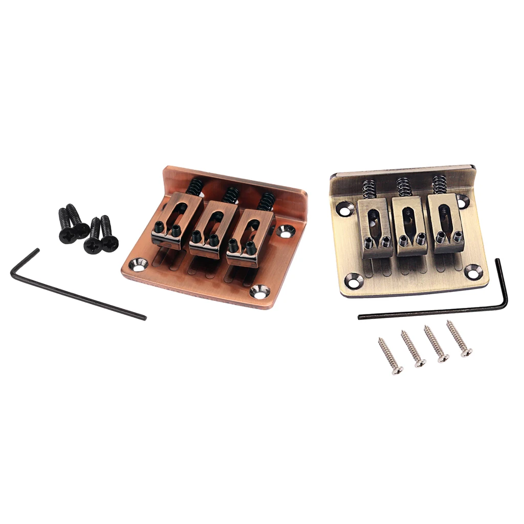 Adjustable 3 String Guitar Hardtail Bridge for Cigar Box Electric Guitar Replacement Accessories