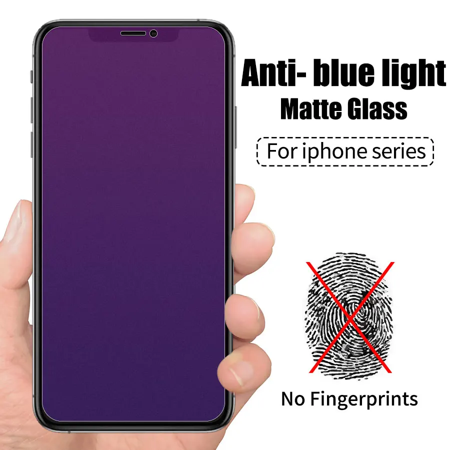 Anti Blue Light UV Tempered Glass Screen Protector for iPhone X XS Max XR Matte Frosted Tempered