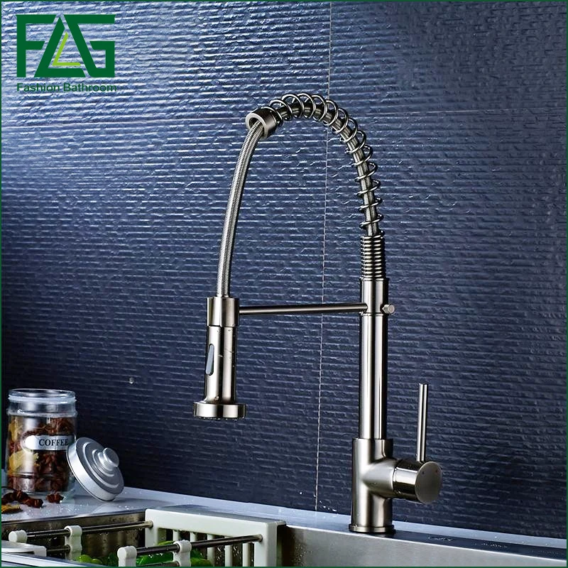 FLG20020NS New Design griferia cocina Nickel Brushed Pull Out Kitchen Faucet Copper Kitchen TapS Mixers Kitchen